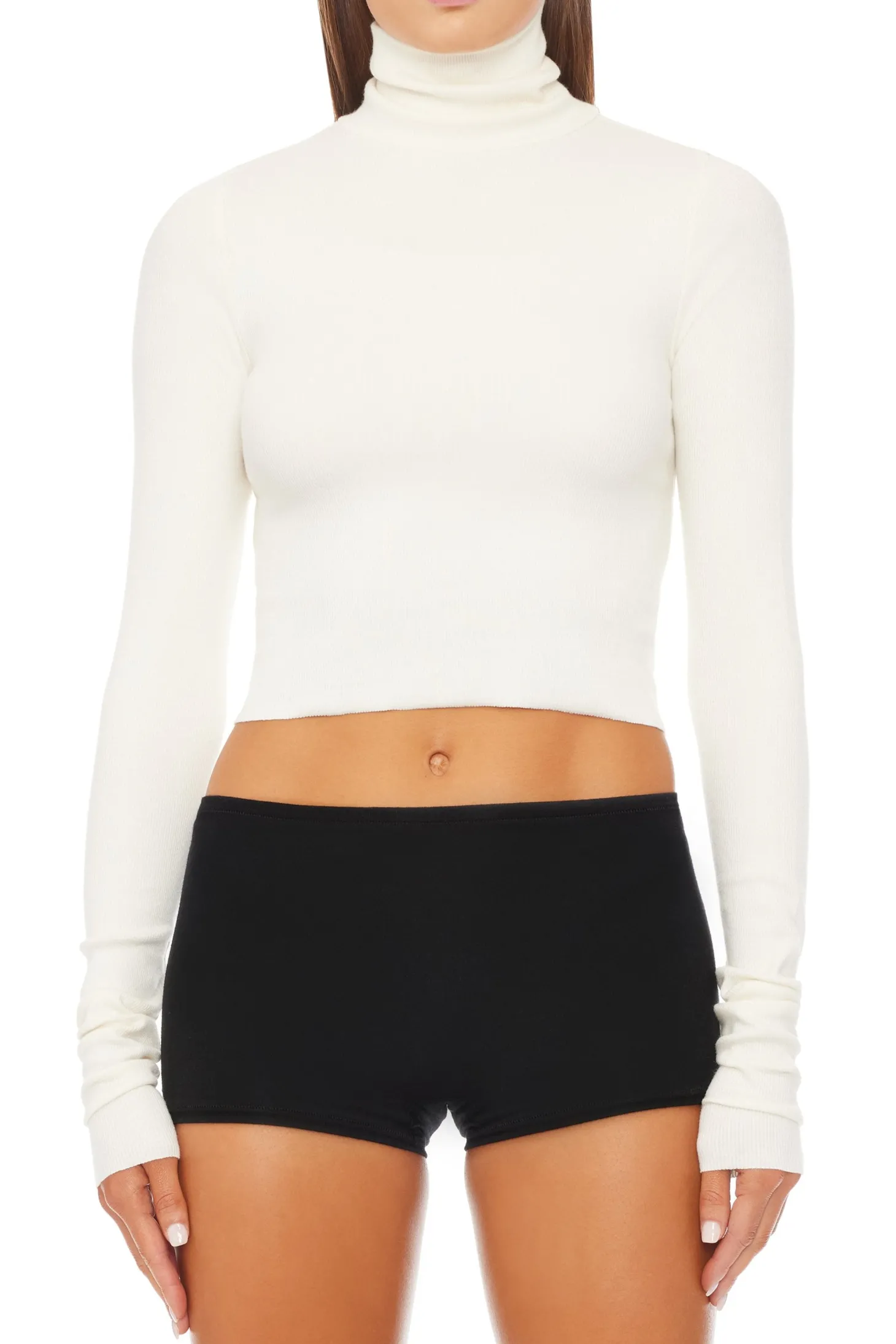 CROPPED FITTED TURTLENECK TOP