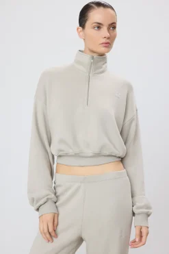 CROPPED HALF-ZIP SWEATSHIRT