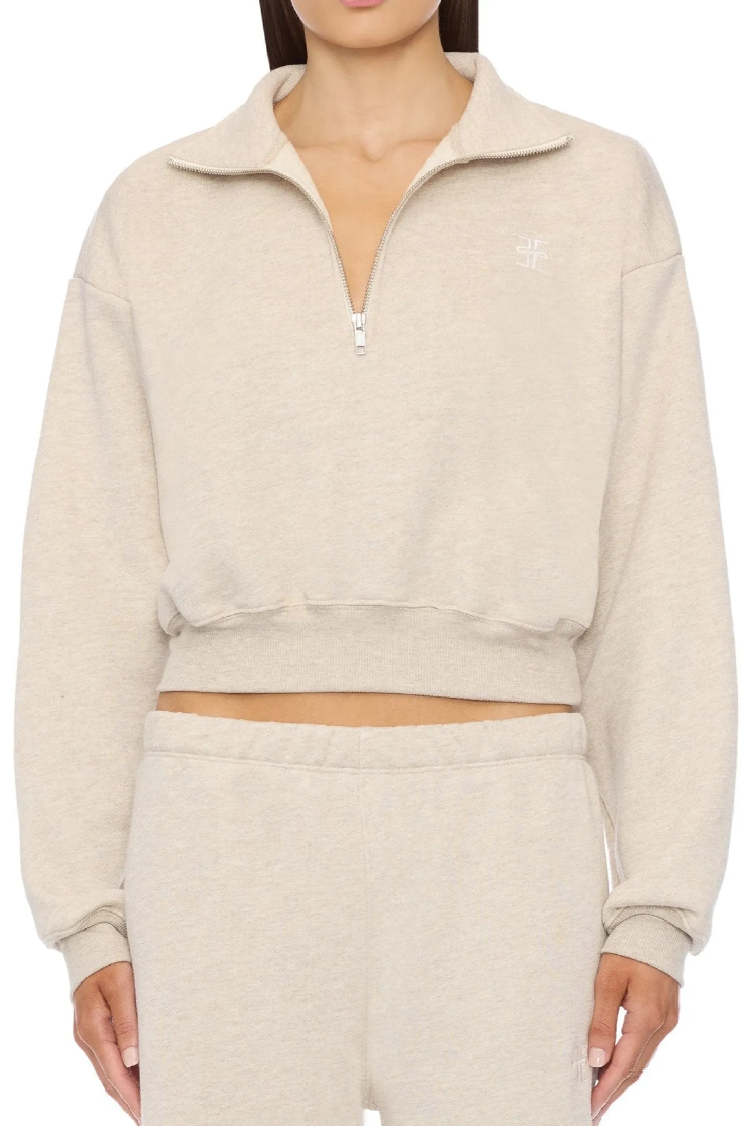 CROPPED HALF-ZIP SWEATSHIRT