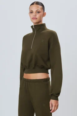 CROPPED HALF-ZIP SWEATSHIRT